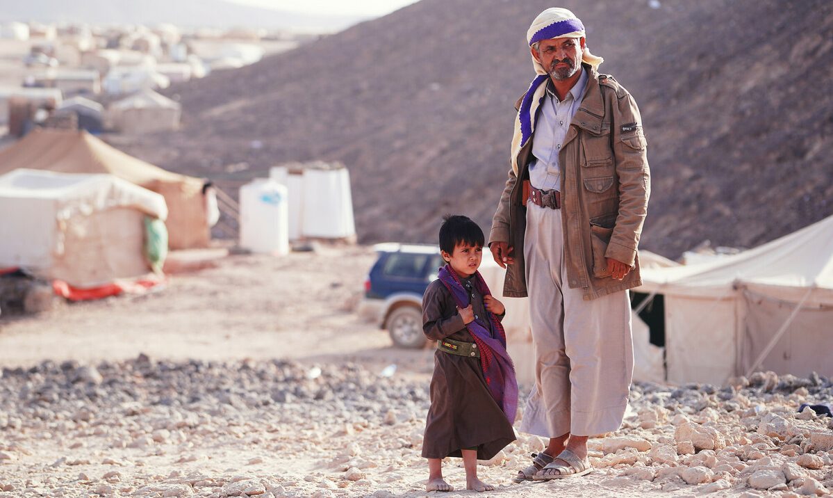 Salem* and Omar* in Alswidan Camp, Marib. Photo: Kaff Media / Oxfam