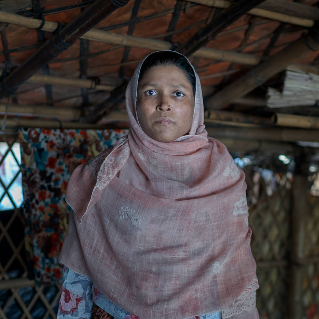 Cox's Bazar, Bangladesh: Romida and her family fled to Cox's Bazar in Bangladesh seven years ago after experiencing violence in their country. She fears going to some areas of the refugee camp as there is limited lighting and it is not safe, especially for women. Photo:Fabeha Monir/Oxfam. Oxfam acknowledges the support of the Australian Government through the Australian Humanitarian Partnership (AHP).