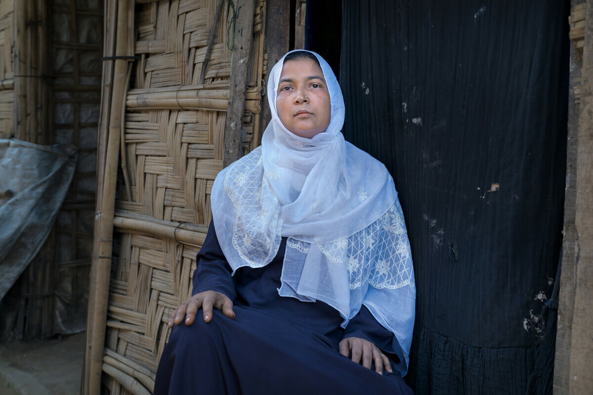 Cox's Bazar, Bangladesh: Dil and her family fled conflict in their home country of Myanmar seven years ago, and now live in a refugee camp in Cox's Bazar, Bangladesh. She fears for the safety of her four children, and struggles with accessing enough water for her family. Photo:Fabeha Monir/Oxfam. Oxfam acknowledges the support of the Australian Government through the Australian Humanitarian Partnership (AHP).